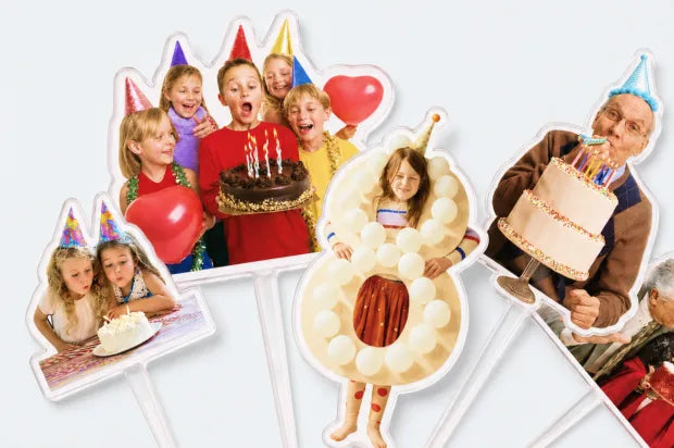 Clear photo keepsakes with birthday celebrations and personalized portraits